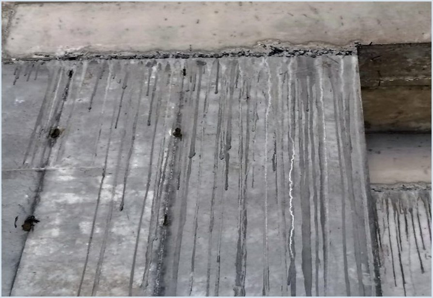Concrete surface and junction recorded during a workmanship review